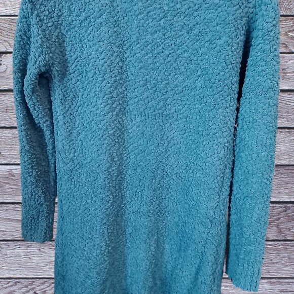 Long Sleeve Chunky Knit Cardigan Sweater, Aqua, Size Small - Picture 4 of 4